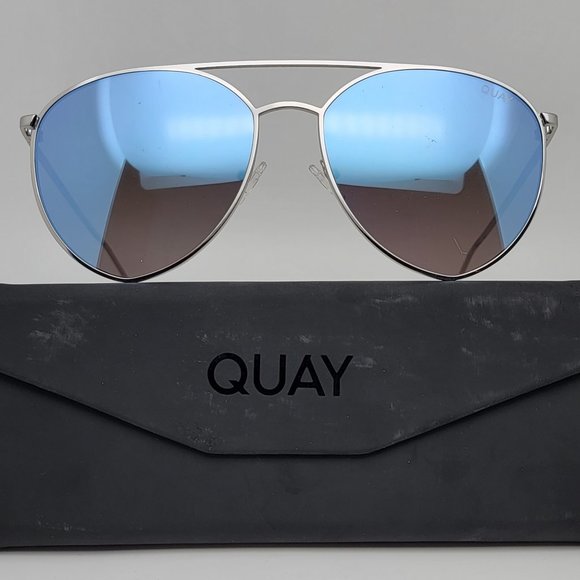 Quay Australia x Jasmine Sanders Indio Silver Frame Blue Lens Aviator Sunglasses main image 14